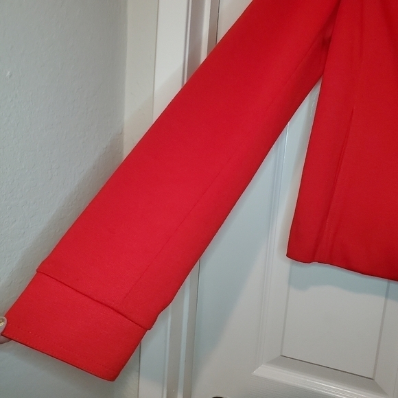 Robbi & Nikki Cropped Lea Coat Style Jacket Bright Red Size S - Picture 2 of 10